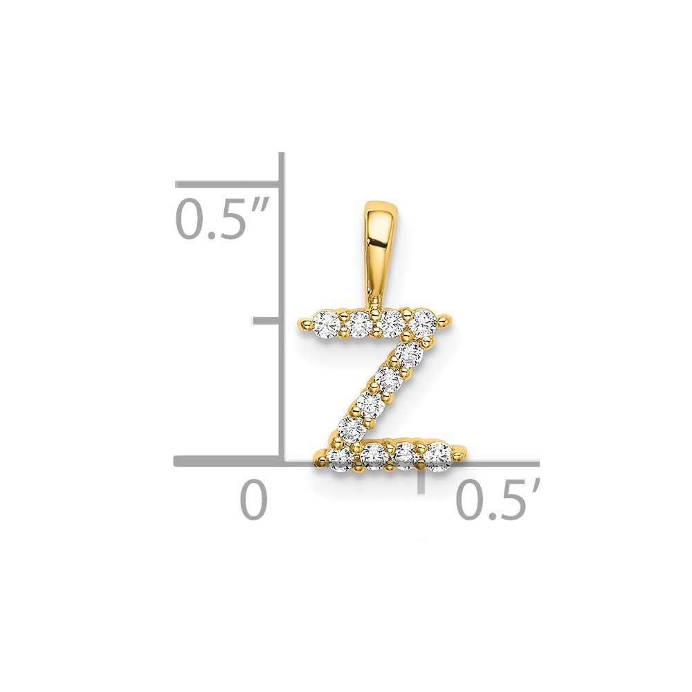 14k 1/8 carat Lab Grown Diamond VS/SI+ G+ Complete Letter Z Intitial Pendant