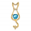 10k 6mm Heart Blue Topaz and Diamond Cat Pendant