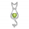 10k White Gold 6mm Heart Peridot and Diamond Cat Pendant