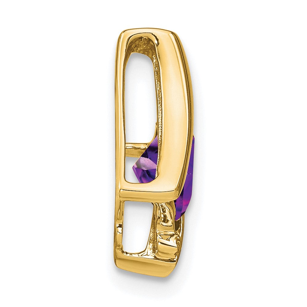 10k Yellow Gold Cushion Amethyst and Diamond Chain Slide