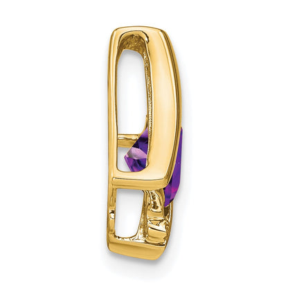 10k Yellow Gold Cushion Amethyst and Diamond Chain Slide