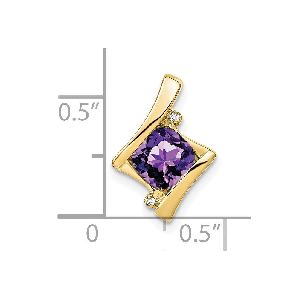 10k Yellow Gold Cushion Amethyst and Diamond Chain Slide