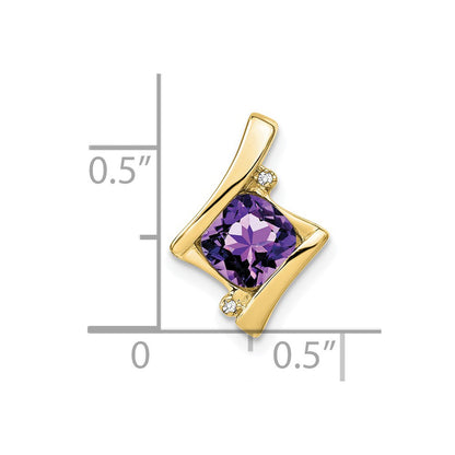 10k Yellow Gold Cushion Amethyst and Diamond Chain Slide