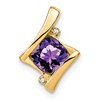 10k Yellow Gold Cushion Amethyst and Diamond Chain Slide