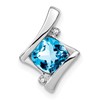 10k White Gold Cushion Blue Topaz and Diamond Chain Slide