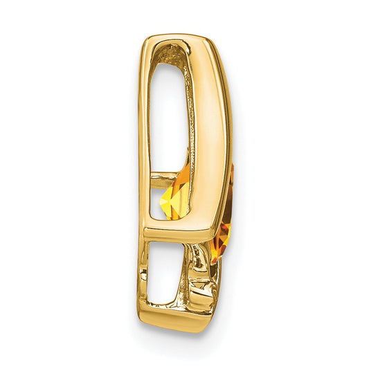 10k Cushion Citrine and Diamond Chain Slide