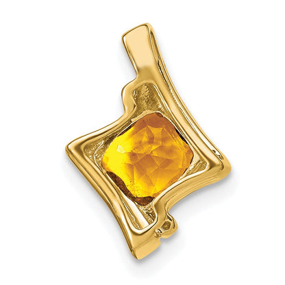 10k Cushion Citrine and Diamond Chain Slide
