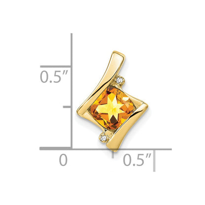10k Cushion Citrine and Diamond Chain Slide