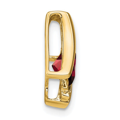 10k Yellow Gold Cushion Garnet and Diamond Chain Slide