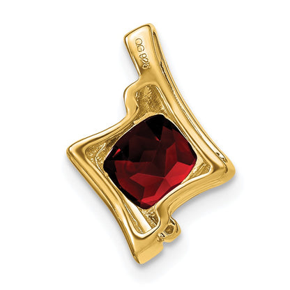 10k Yellow Gold Cushion Garnet and Diamond Chain Slide