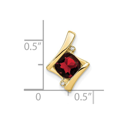 10k Yellow Gold Cushion Garnet and Diamond Chain Slide