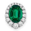 14k White Gold 1/3 carat Lab Grown Diamond VS/SI+ G+ and Lab Created Emerald Halo Chain Slide Pendant