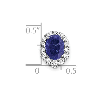 14k White Gold 1/3 carat Lab Grown Diamond VS/SI+ G+ and Lab Created Blue Sapphire Halo Chain Slide Pendant