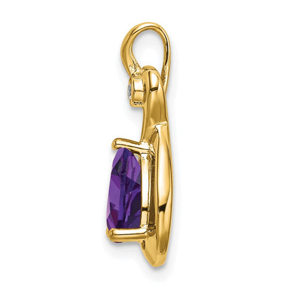 10k Pear Amethyst and Diamond Chain Slide