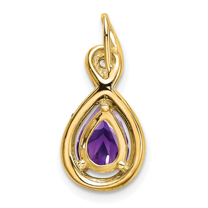 10k Pear Amethyst and Diamond Chain Slide