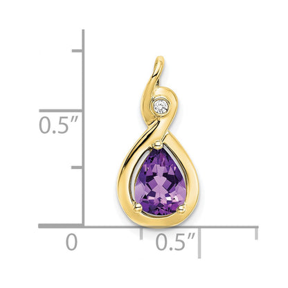10k Pear Amethyst and Diamond Chain Slide