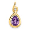 10k Pear Amethyst and Diamond Pendant
