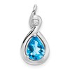 10k White Gold Pear Blue Topaz and Diamond Chain Slide
