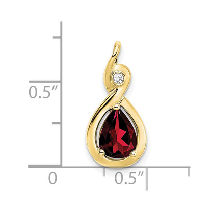 10k Pear Garnet and Diamond Chain Slide