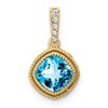 10k Cushion Blue Topaz and Diamond Pendant