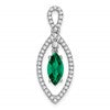 14k White Gold 1/3 carat Lab Grown Diamond VS/SI+ G+ and Lab Created Emerald Chain Slide Pendant
