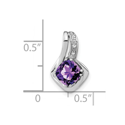10k White Gold Cushion Amethyst and Diamond Chain Slide