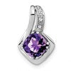 10k White Gold Cushion Amethyst and Diamond Chain Slide