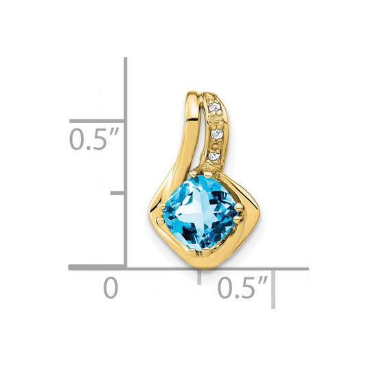 10k Cushion Blue Topaz and Diamond Chain Slide