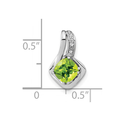 10k White Gold Cushion Peridot and Diamond Chain Slide