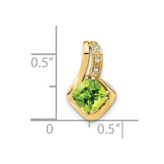 10k Cushion Peridot and Diamond Chain Slide