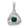 14k White Gold 4mm Round May/Lab Created Emerald Triangle Pendant