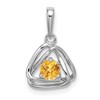 14k White Gold 4mm Round November/Citrine Triangle Pendant