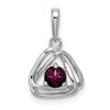 14k White Gold 4mm Round June/Rhodolite Garnet Triangle Pendant