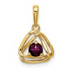 14k 4mm Round June/Rhodolite Garnet Triangle Pendant