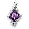 10k White Gold 4mm Cushion February/ Amethyst and Diamond Chain Slide