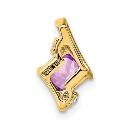 10k 4mm Cushion February/ Amethyst and Diamond Chain Slide