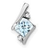 10k White Gold 4mm Cushion March/ Aquamarine and Diamond Chain Slide