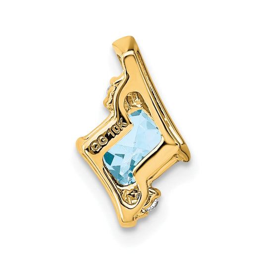 10k 4mm Cushion March/ Aquamarine and Diamond Chain Slide