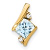 10k 4mm Cushion March/ Aquamarine and Diamond Chain Slide