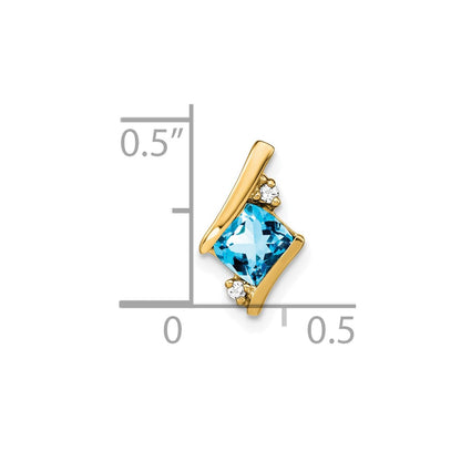 10k 4mm Cushion December/ Blue Topaz and Diamond Chain Slide