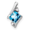 Sterling Silver Antique Cushion Blue Topaz and Diamond Pendant