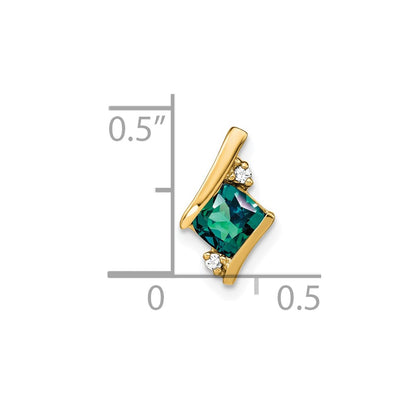 10k 4mm Cushion June/ Lab-Created Alexandrite and Diamond Chain Slide
