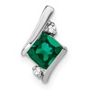 10k White Gold 4mm Cushion May/ Lab-Created Emerald and Diamond Chain Slide