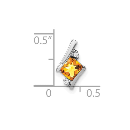 10k White Gold 4mm Cushion November/ Citrine and Diamond Chain Slide