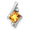 10k White Gold 4mm Cushion November/ Citrine and Diamond Chain Slide