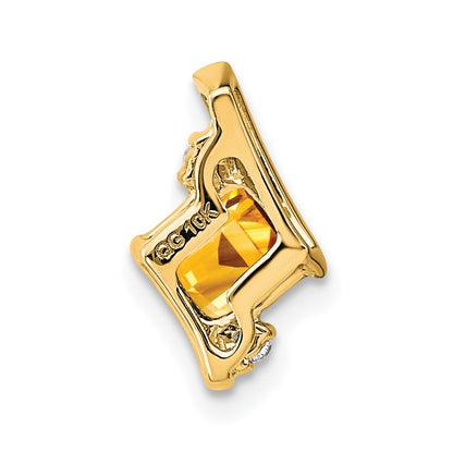 10k 4mm Cushion November/ Citrine and Diamond Chain Slide