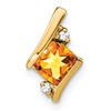 10k 4mm Cushion November/ Citrine and Diamond Chain Slide