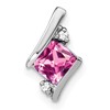 10k White Gold 4mm Cushion October/ Lab-Created Pink Sapphire and Diamond Chain Slide