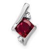 10k White Gold 4mm Cushion July/ Lab-Created Ruby and Diamond Chain Slide