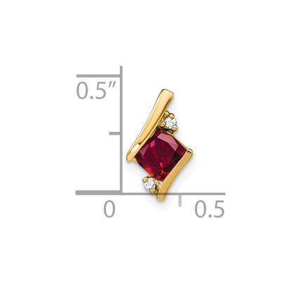 10k 4mm Cushion July/ Lab-Created Ruby and Diamond Chain Slide
